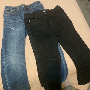 Black and dark denim jeans
